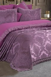 Fransız Dantelli Lalezar Gelin Seti 7 Parça Mürdüm thumbnail 6