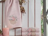 3d Nakışlı Gülşah Çeyizlik Bambu Havlu Pudra thumbnail 2