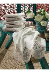 Fransız Güpürlü Sude Çeyizlik Bambu Havlu Krem - 4