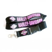 Harley Davidson Siyah Pembe Boyun Askı İpi Anahtarlık - 1