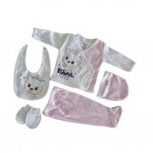 Kız Bebek 5 Parça  Yenidoğan Ayıcıklı Pembe Zıbın - 1