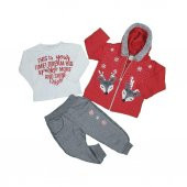 Kız Bebek Ceylan Modelli Kapşonlu Üçlü Takım 1-4 - 2