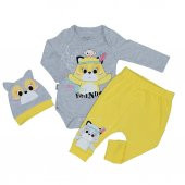 Kız Bebek Rakun Modelli Şapkalı İkili Takım 6-9 Ay - 1