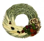 YILBAŞI BAŞAKLI YEŞİL DALLI ÇELENK KAPI SÜSÜ 35CM - 1