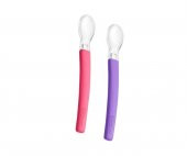 Wee Baby 122 Silikon Uçlu Mama Kaşığı (2Li) Pembe-Mor - 1