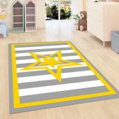 PAMUK HALI Renkli Geometrik Çizgiler Otantik 3d Dekoratif Modern - 1