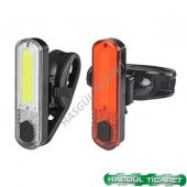 HSGL BİSİKLET ÖN ARKA FAR SET USB ŞARJLI JY-6056 - 1