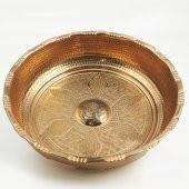 İşlemeli Orijinal Banyo Bakır Hamam Tası Sarı - 1