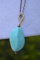 STONEAGE JEWELLERY Turkuaz Taşlı Bayan Kolye thumbnail 1