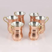 El Dövmesi Bakır Su & Ayran Bardağı 6 Adet - 1