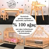 Montessori Portmanto Vestiyer Ayakkabılık Askılık Doğal Ham Ahşap - 3