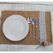 Kahverengi Jüt Dantelli Servis thumbnail 1