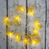 Led Işık Metal Ay Dede 10'lu Şerit Aydınlatma Pilli Ağaç Süsü - 1