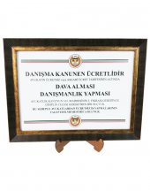 Kaya Avukat Danışma Ücreti Tabelası 25x35cm (Avukat Dava Mahkeme İcra Dosyaları İçin) - 1
