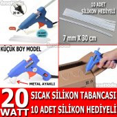 20 Watt Sıcak Silikon Tabancası Anahtarlı Açma Kapama Düğmeli Metal Ağızlı-10 Adet Silikon Hediyeli - 1