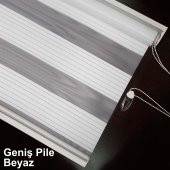 PREMİUM PİLELİ BEYAZ ZEBRA PERDE ÜCRETSİZ ETEK SEÇENEĞİ - 5