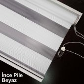 PREMİUM PİLELİ BEYAZ ZEBRA PERDE ÜCRETSİZ ETEK SEÇENEĞİ - 6