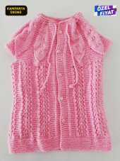 Kışlık El Yapımı Kız Çocuğu Yeleği 1 ile 3 yaş Bebe Pembesi - 1