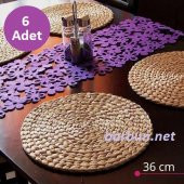 IKEA Soare Amerikan Servis - El Yapımı Hasır / Su Sümbülü - 6 Adet - 6