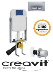 CREAVİT GÖMME REZERVUAR GR5001 + MAT BUTON + AC50L STOP VALF 3 LÜ SET - 1