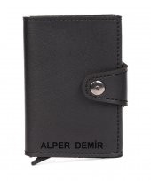 Otomatik Mekanizmalı Deri Kartlık Kartvizitlik Kişiye Özel Cüzdan - 1