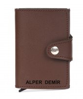 Otomatik Mekanizmalı Deri Kartlık Kartvizitlik Kişiye Özel Cüzdan - 4