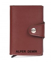 Otomatik Mekanizmalı Deri Kartlık Kartvizitlik Kişiye Özel Cüzdan - 5