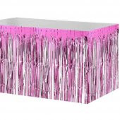 Metalik Folyo Pembe Püskül Masa Eteği 75x400 Cm - 1