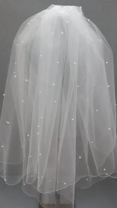 Gelin Duvağı Avrupa Tül Kabarık İncili Duvak 1mt 20 cm Boy 3mt En thumbnail 1