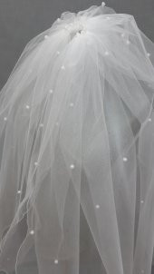 Gelin Duvağı Avrupa Tül Kabarık İncili Duvak 1mt 20 cm Boy 3mt En thumbnail 3