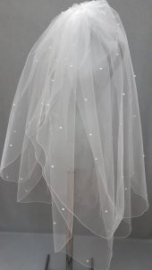 Gelin Duvağı Avrupa Tül Kabarık İncili Duvak 1mt 20 cm Boy 3mt En thumbnail 4