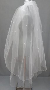 Gelin Duvağı Avrupa Tül Kabarık İncili Duvak 1mt 20 cm Boy 3mt En thumbnail 5