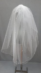 Gelin Duvağı Avrupa Tül Kabarık İncili Duvak 1mt 20 cm Boy 3mt En thumbnail 7