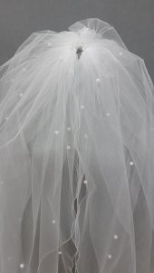 Gelin Duvağı Avrupa Tül Kabarık İncili Duvak 1mt 20 cm Boy 3mt En thumbnail 8