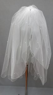 Gelin Duvağı Avrupa Tül Kabarık İncili Duvak 1mt 20 cm Boy 3mt En thumbnail 10