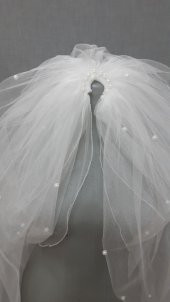 Gelin Duvağı Avrupa Tül Kabarık İncili Duvak 1mt 20 cm Boy 3mt En thumbnail 11