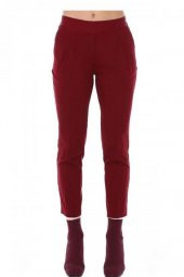 Belden Lastikli Bordo Bilek Kadın Pantolon - 2