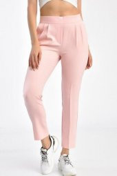 Belden Lastikli Pudra Bilek Kadın Pantolon - 3