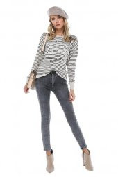 Gri Denim Dar Paça Kadın Pantolon - 1
