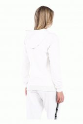 Kapüşonlu Baskılı Beyaz Kadın Sweatshirt - 4