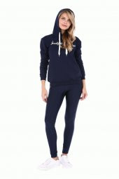 Kapüşonlu Baskılı Lacivert Kadın Sweatshirt - 2