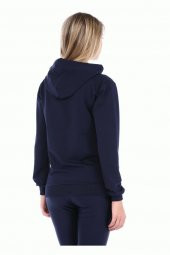 Kapüşonlu Baskılı Lacivert Kadın Sweatshirt - 4