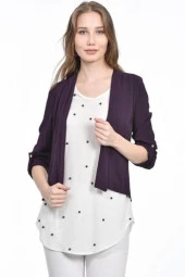 İnci Detaylı Mor Kadın Krep Bluz - 1