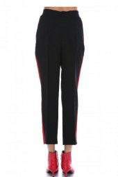 Kırmızı Şeritli Siyah Bilek Kadın Pantolon - 3