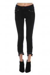Siyah Denim Paça ve Cep Detaylı Kadın Pantolon - 2