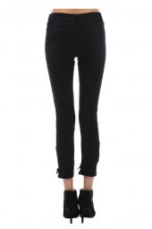 Siyah Denim Paça ve Cep Detaylı Kadın Pantolon - 3