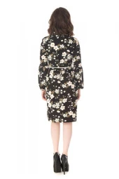 Uzun Büzgü Kol Viskon Siyah Kadın Elbise - 5