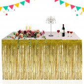 Metalik Folyo Gold (Altın Sarısı) Püskül Masa Eteği 75x400 Cm - 1