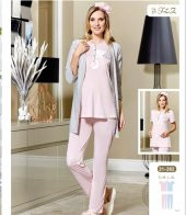 FLZ 31-296 HAMİLELOHUSA YAZ YENİ SEZON KEDİLİ SPOR 3 LÜ PİJAMA SA - 1