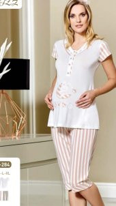 FLZ 24-284 YENİ SEZON HAMİLE LOHUSA SPOR KAPRİ PİJAMA TAKIMI - 1